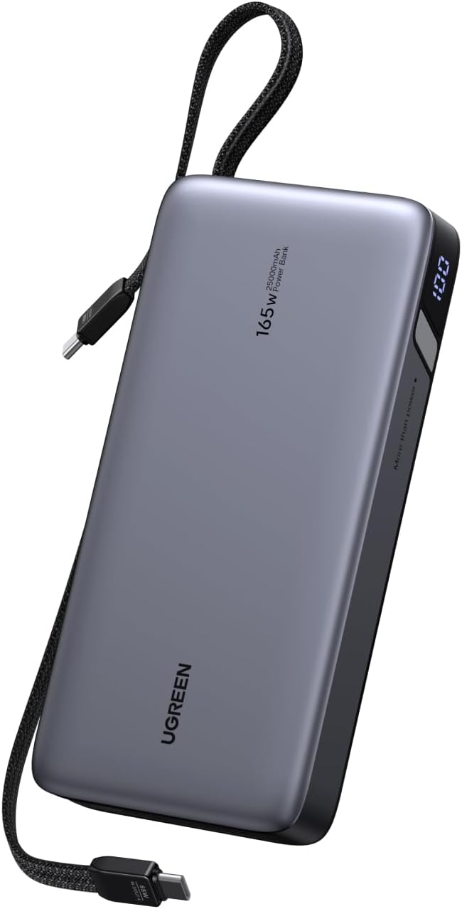 UGREEN Nexode 25,000mAh 165W power bank with built-in USB-C cables