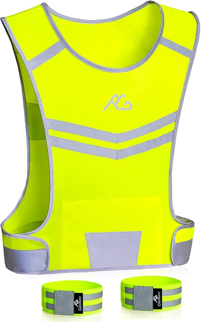 GoxRunx lightweight reflective vest with reflective arm bands for nighttime delivery