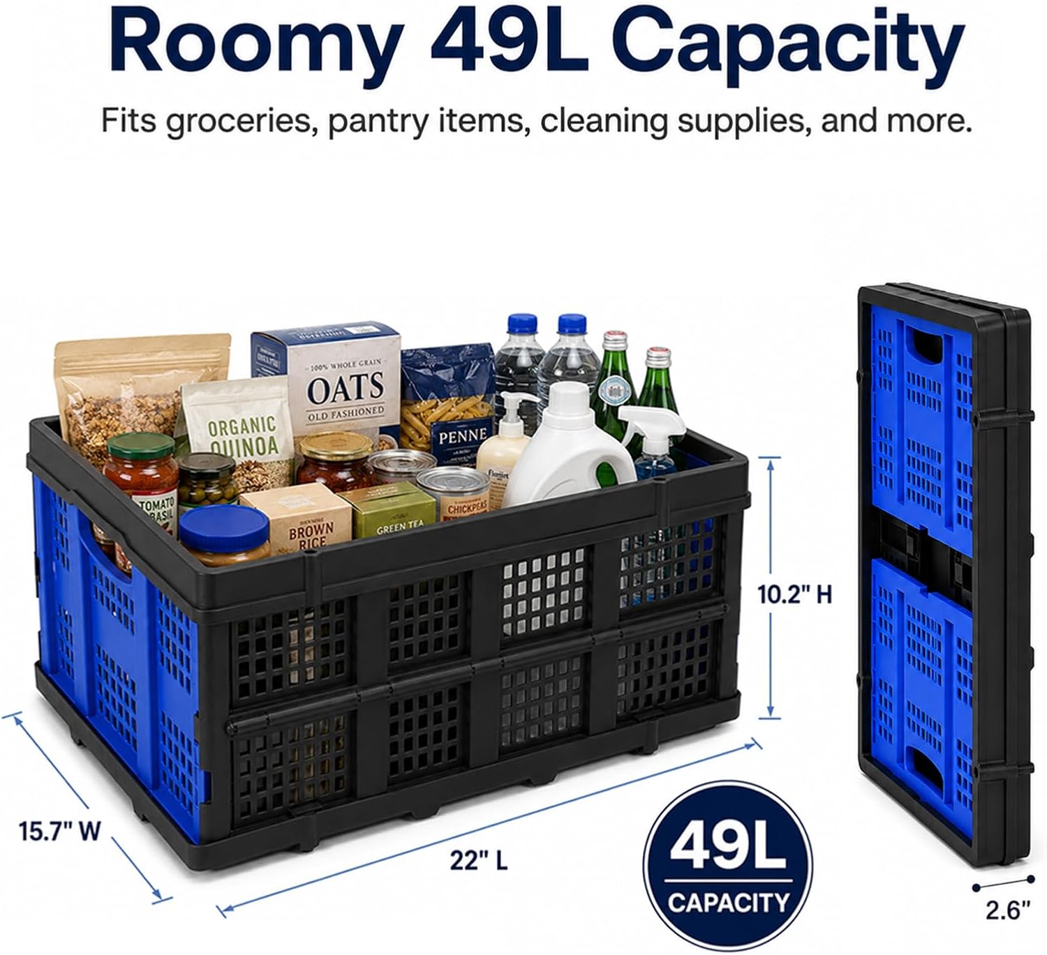 Mecbellor 49 liter collapsible storage crates two pack