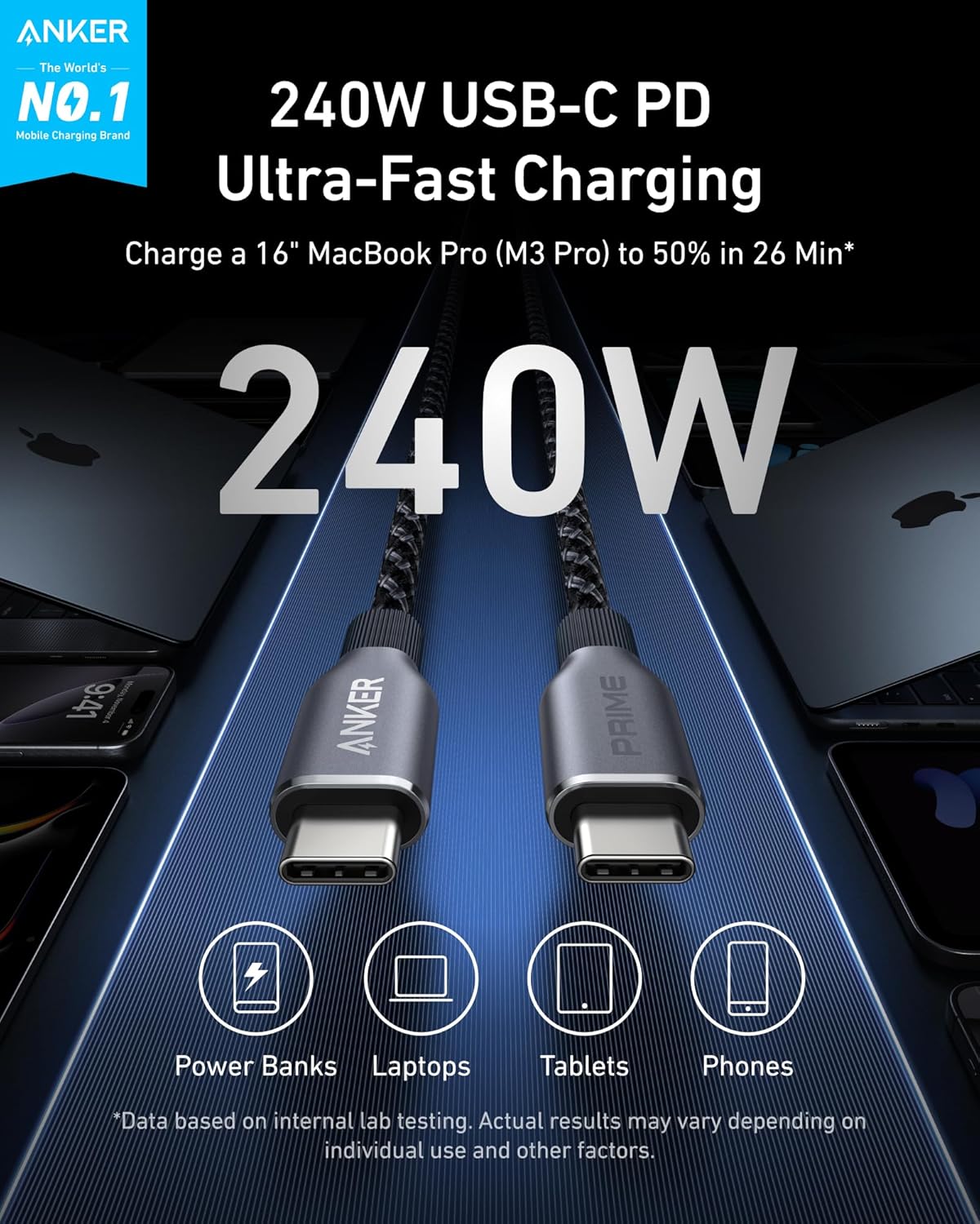 Anker Prime 240W braided USB-C cable