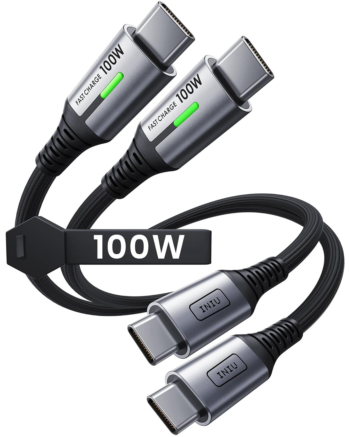 INIU short 1 foot USB-C cable two pack
