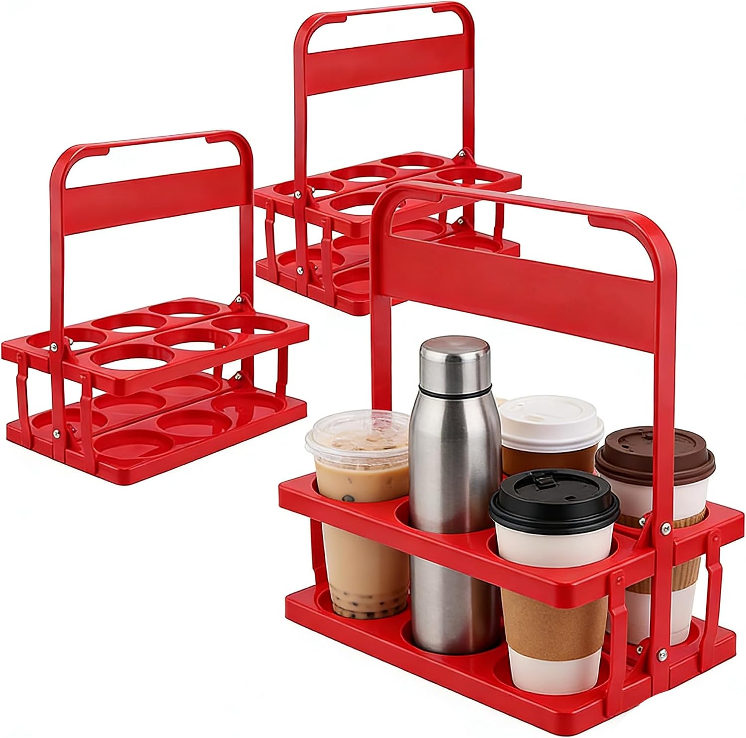 KEILEOHO three pack of foldable six cup drink carriers