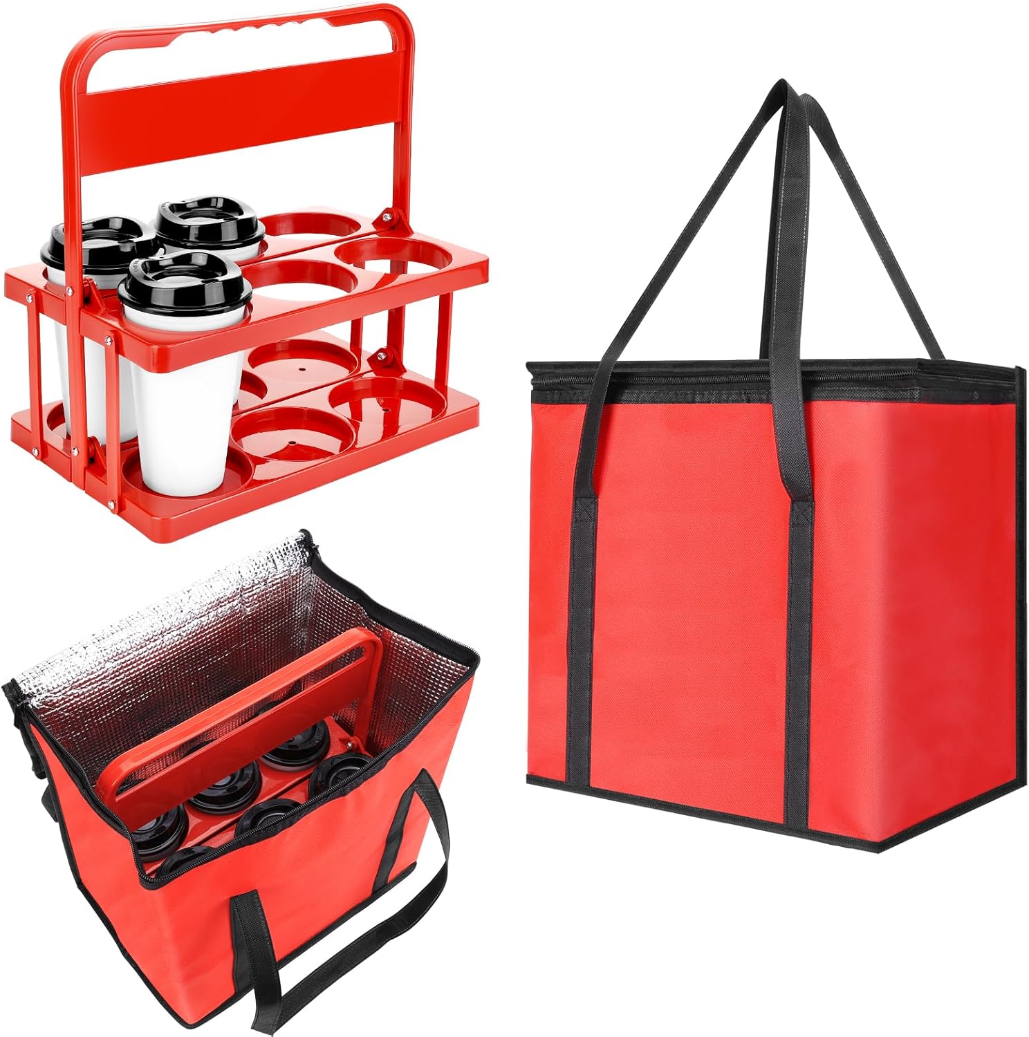 LEIFEOSH six cup drink carrier with insulated delivery bag
